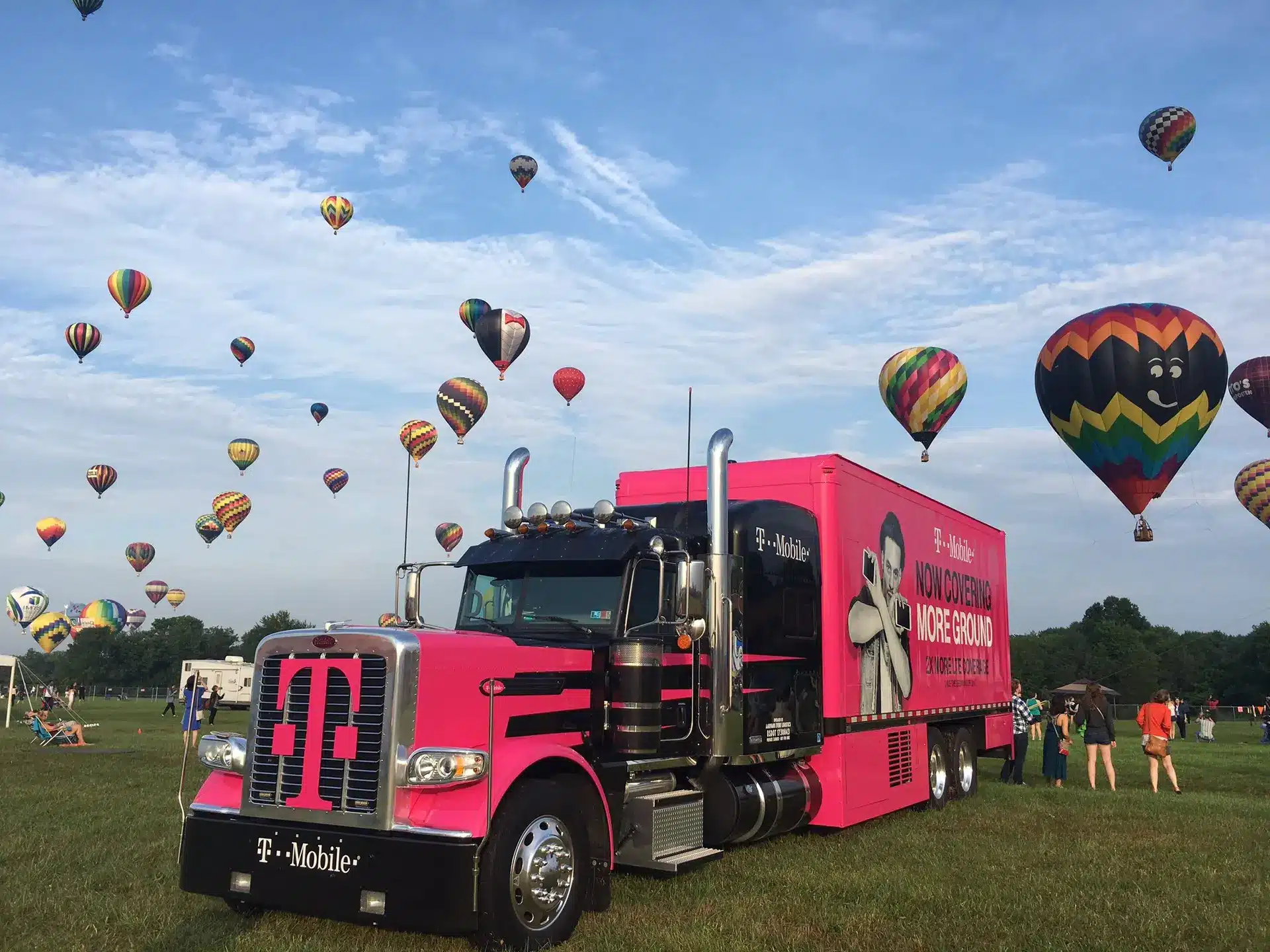 T-Mobile activation truck at a hot air balloon festival